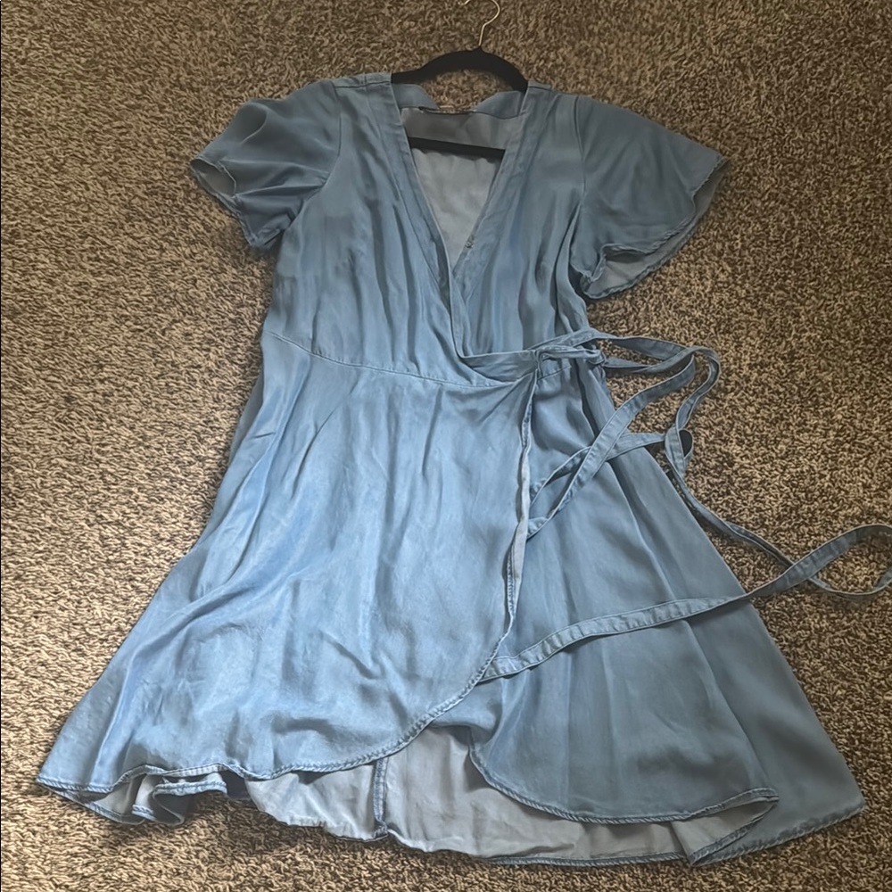 LOFT Asymmetrical Dress in Soft Blue